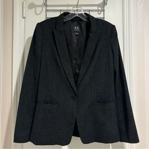 Armani Exchange dark grey melange twill blazer - wool blend
